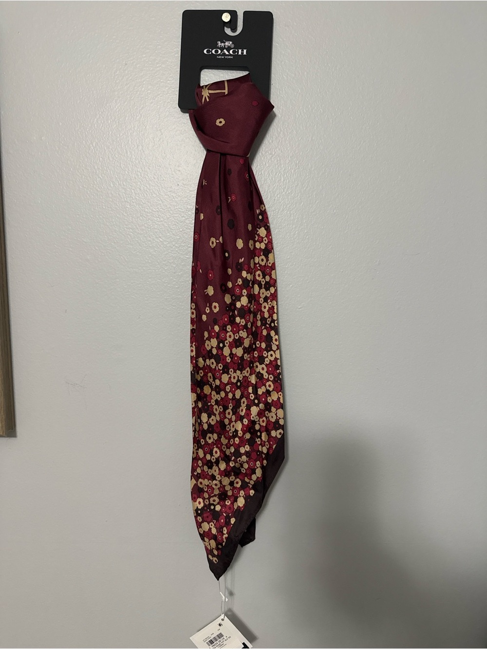 Coach Burgundy Floral Hair Scarf